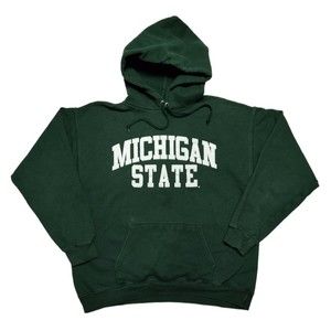 Vintage 1990s Michigan State University Spartans Spellout Hooded Sweatshirt